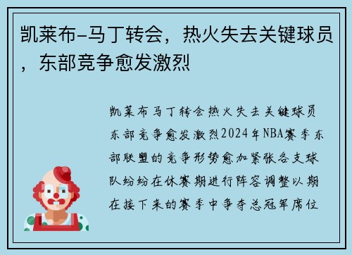 凯莱布-马丁转会，热火失去关键球员，东部竞争愈发激烈