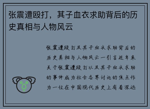 张震遭殴打，其子血衣求助背后的历史真相与人物风云